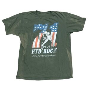 Kid Rock Tour 2011 Born Free Twenty Eleven Graphic T Shirt Men's Green Large
